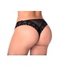 String dentelle et fine résille noire - MAL109BLK