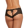 Shorty noir de dentelle ouvert et ajouré sur les fesses forme coeur - DG1442BLK