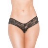 Tanga string noir en dentelle avec noeud arrière - SOH31035BLK