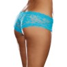 Shorty sexy taille basse bleu turquoise en dentelle - DG1375TUR