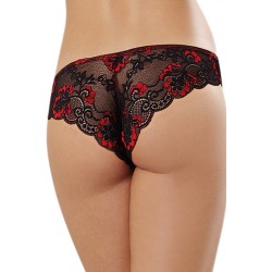 Tanga uni rouge et dentelle noire - DG1380RED