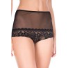 Culotte ouverte haute noire maille et dentelle - ML10025BLK