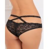 Tanga ouvert noir en dentelle avec ornements croisés avant arrière - REN1138-BLK