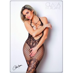 Bodystocking noir avec laçage croisé sur la poitrine - Le Numéro 18 - Collection Bodystocking - CM99018