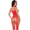 Bodystocking fantaisie rouge ouvert à l'entrejambe - REN7094-RED