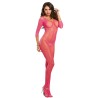 Bodystocking rose fluo résille ouvert à l'entre-jambes - DG0015HPK