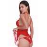 Nuisette rouge avec ornements et culotte assortie - DG11543RUB