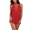 Nuisette rouge avec ornements et culotte assortie - DG11543RUB