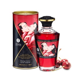  huile cerise de massage chauffante comestible shunga