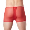 Boxer rouge sexy avec fermeture éclair et côtés style cuir et maille transparente - LM813-67RED