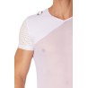 T-shirt blanc maille et brillance ajourée - LM902-81WHT