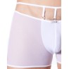 Boxer blanc suspendu fine maille transparente et ornements - LM804-67WHT