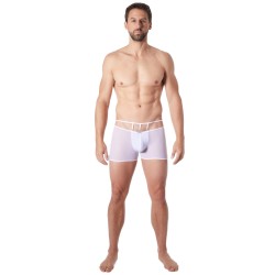 Boxer blanc suspendu fine maille transparente et ornements - LM804-67WHT