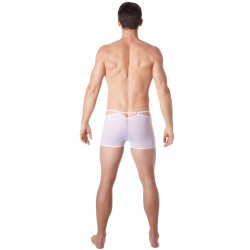 Boxer blanc suspendu fine maille transparente et ornements - LM804-67WHT