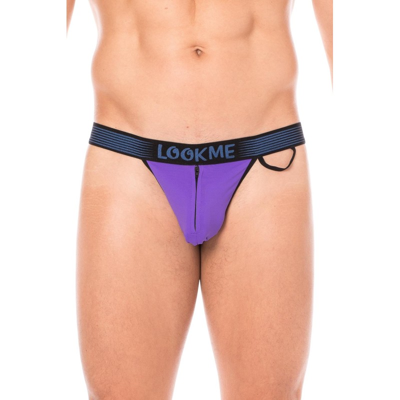 Slip violet échancré avec zip - LM2003-61PUR