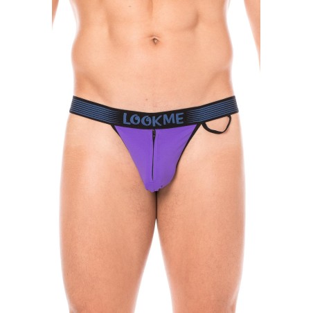 Slip violet échancré avec zip - LM2003-61PUR