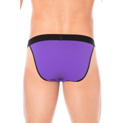 Slip violet échancré avec zip - LM2003-61PUR