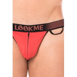 Slip rouge échancré avec zip - LM2003-61RED