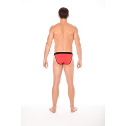 Slip rouge échancré avec zip - LM2003-61RED