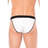 Slip blanc échancré avec zip - LM2003-61WHT