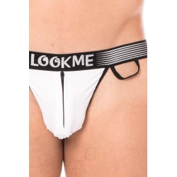 Slip blanc échancré avec zip - LM2003-61WHT