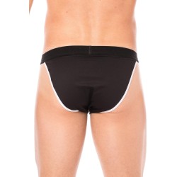 Slip noir échancré avec zip - LM2003-61BLK