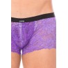 Mini-Pant violet en dentelle et simili cuir - LM2002-68PUR