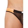 Slip noir filet avec bandes simili cuir oranges - LM911-61MBKO