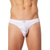 Slip brief blanc rayé opaque et transparent - LM906-61WHT