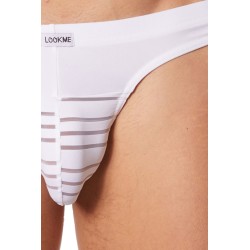 Slip brief blanc rayé opaque et transparent - LM906-61WHT