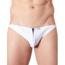  look me : slip brief blanc fermeture éclair