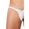 Slip échancré blanc simili cuir finement ajouré - LM811-61WHT