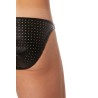 Slip échancré noir simili cuir finement ajouré - LM811-61BLK