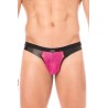 Jock magenta en dentelle et simili cuir - LM2002-27MAG