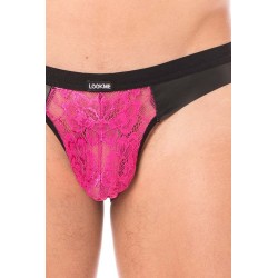 Jock magenta en dentelle et simili cuir - LM2002-27MAG