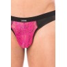 Jock magenta en dentelle et simili cuir - LM2002-27MAG