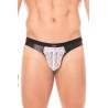 Jock blanc en dentelle et simili cuir - LM2002-27WHT