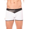 Boxer blanc simili cuir brillant - LM2001-67WHT