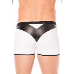 Boxer blanc simili cuir brillant - LM2001-67WHT