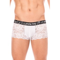  boxer blanc en fine dentelle florale douce et délicate