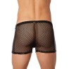 Boxer noir filet avec côtés simili cuir - LM911-67MBLK