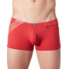 Boxer rouge sexy avec bandes fine résille et déco zippée - LM808-67RED