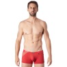 Boxer rouge sexy avec bandes fine résille et déco zippée - LM808-67RED