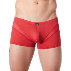 Boxer rouge sexy avec fine résille en V - LM805-67RED