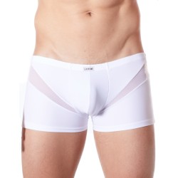  lingerie homme : boxer blanc avec bandes résille