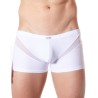 Boxer blanc sexy avec fine résille en V - LM805-67WHT