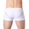 Boxer blanc sexy avec fine résille en V - LM805-67WHT