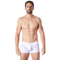 Boxer blanc sexy avec fine résille en V - LM805-67WHT