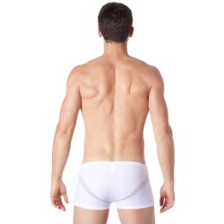 Boxer blanc sexy avec fine résille en V - LM805-67WHT