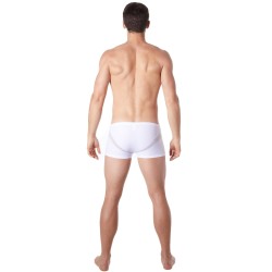 Boxer blanc sexy avec fine résille en V - LM805-67WHT